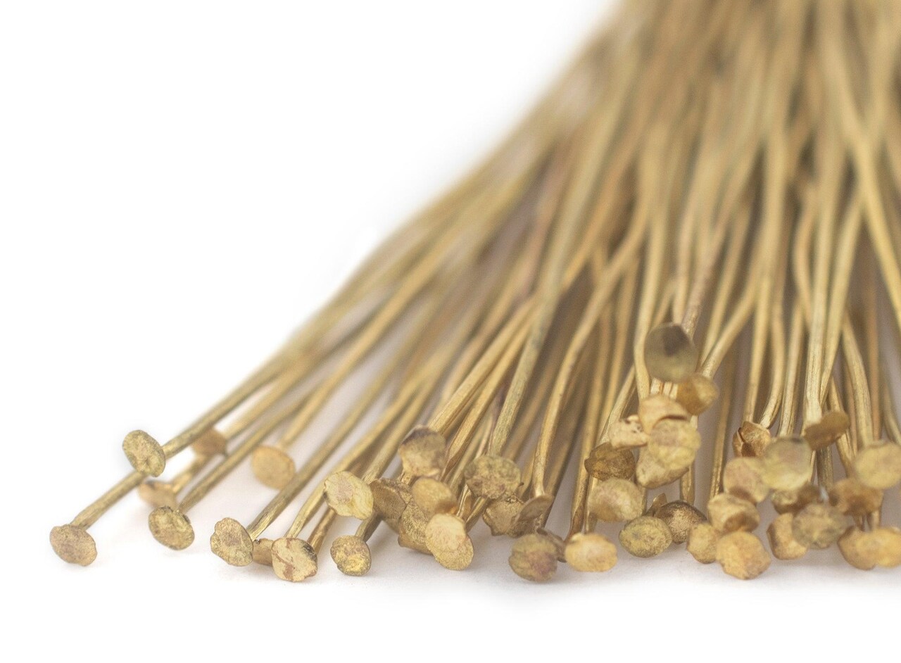 The Bead Chest Brass 21 Gauge 3 Inch Head Pins (Approx 100 pieces)